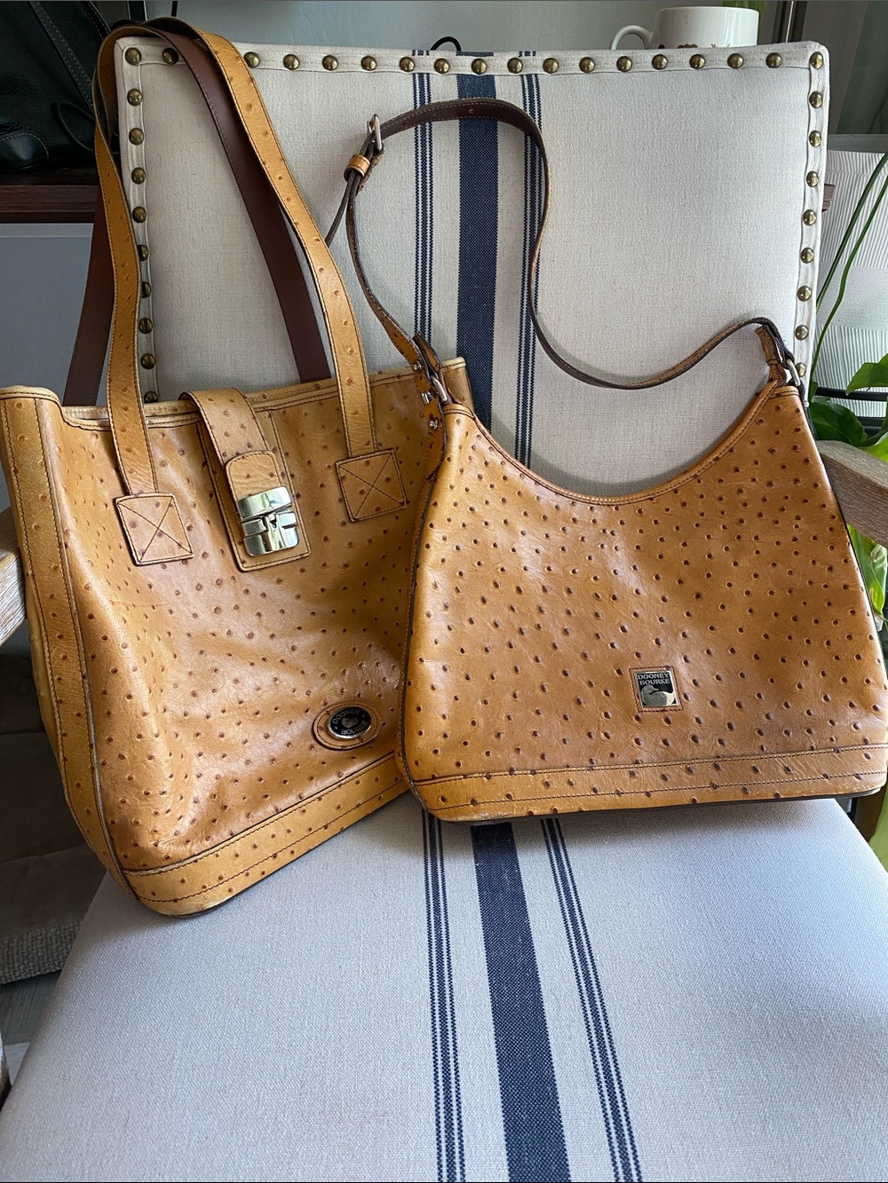Dooney & Bourke Vintage Honey Tan Ostrich-Texture Shoulder Bags